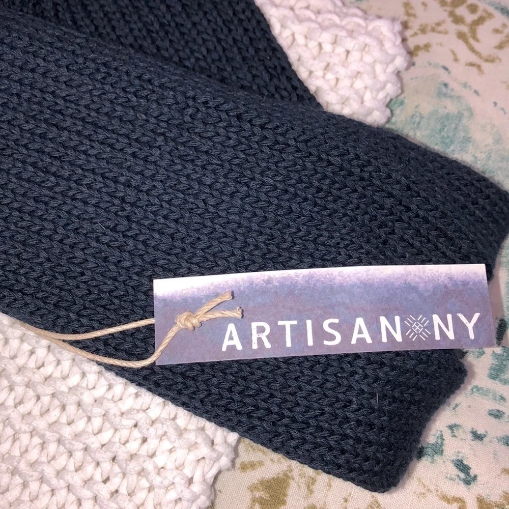 Artisan NY navy blue fringe sweater cardigan NWT